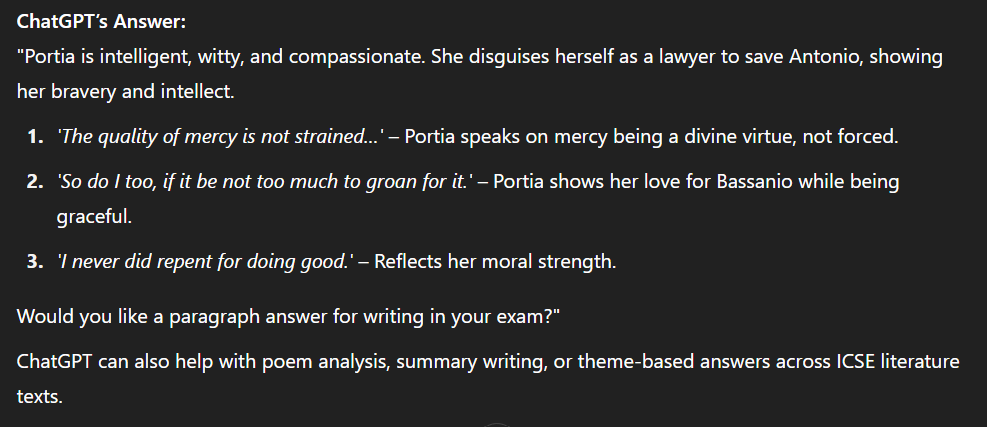 chatgpt icse literature answer