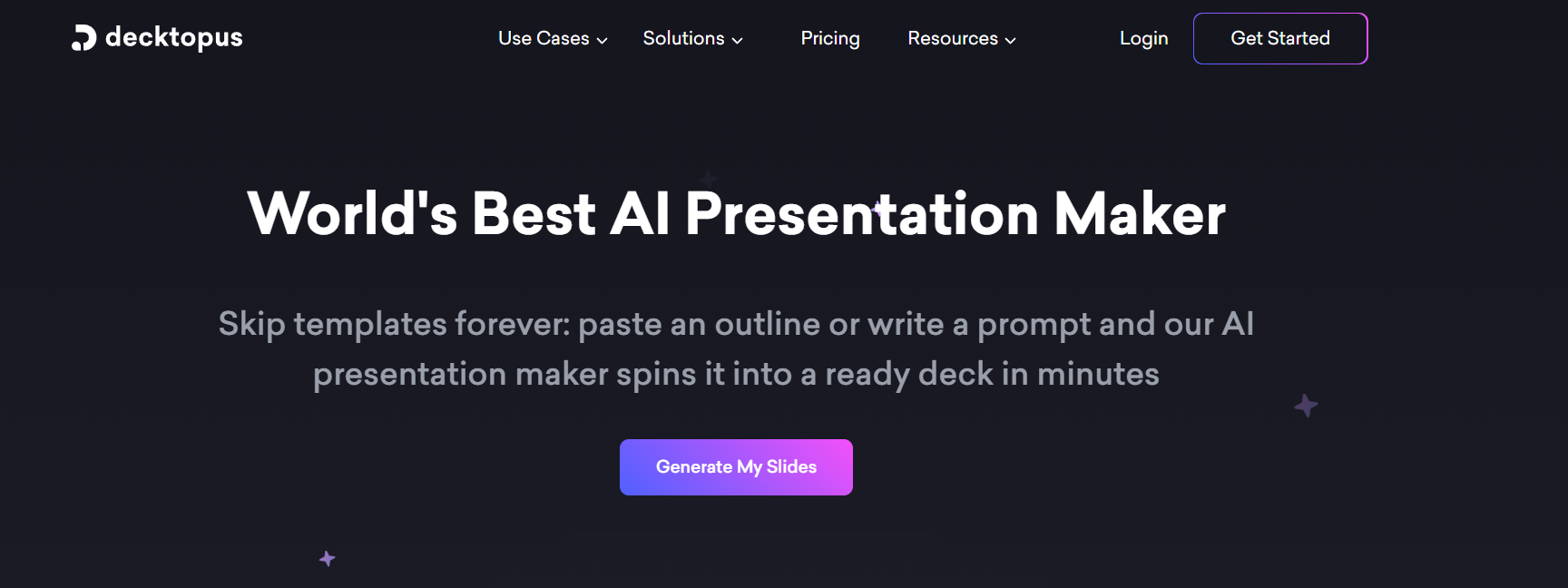 Decktopus AI Best for: A guided, step-by-step approach to creating professional presentations.