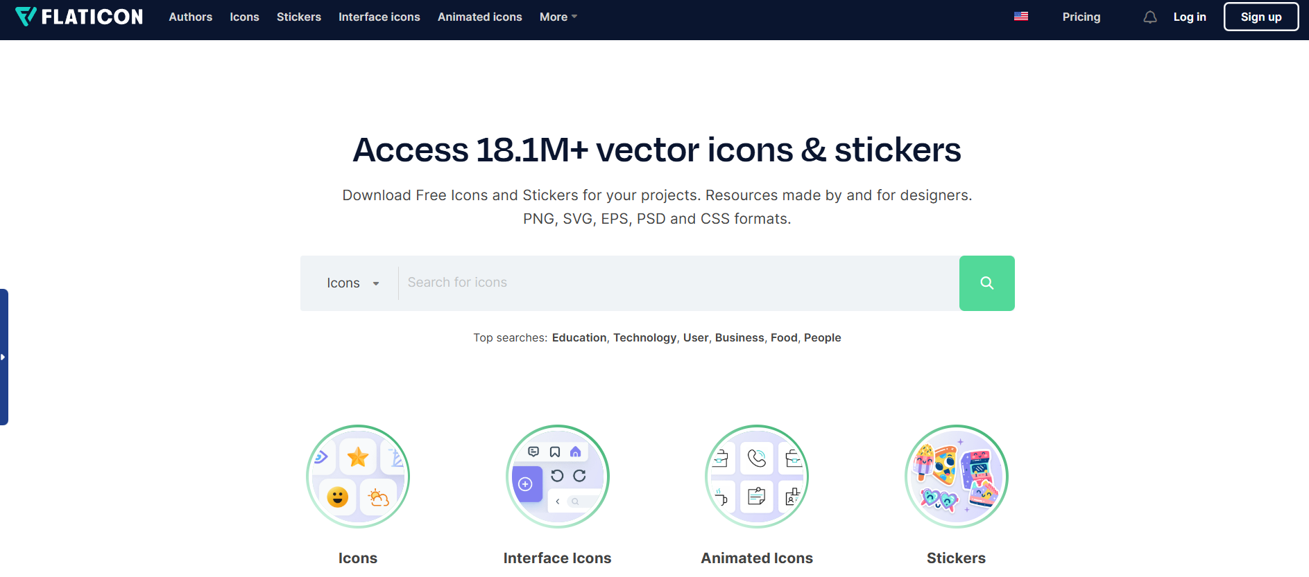 Flaticon Best for: Finding high-quality icons for your presentations and designs.