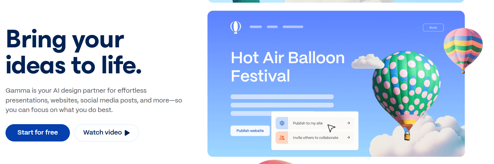 Gamma Best for: Creating beautiful, engaging presentations and documents from a single text prompt.