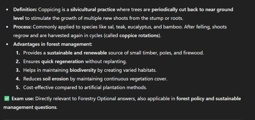 ifs Forestry Optional Silviculture Topic answered with chatgpt