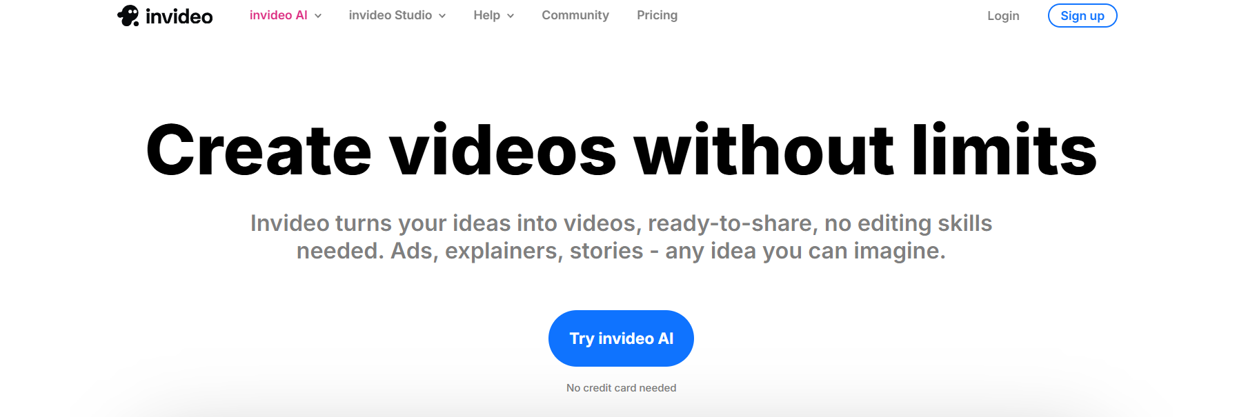 InVideo AI Best for: Quickly creating complete videos from a single text prompt.