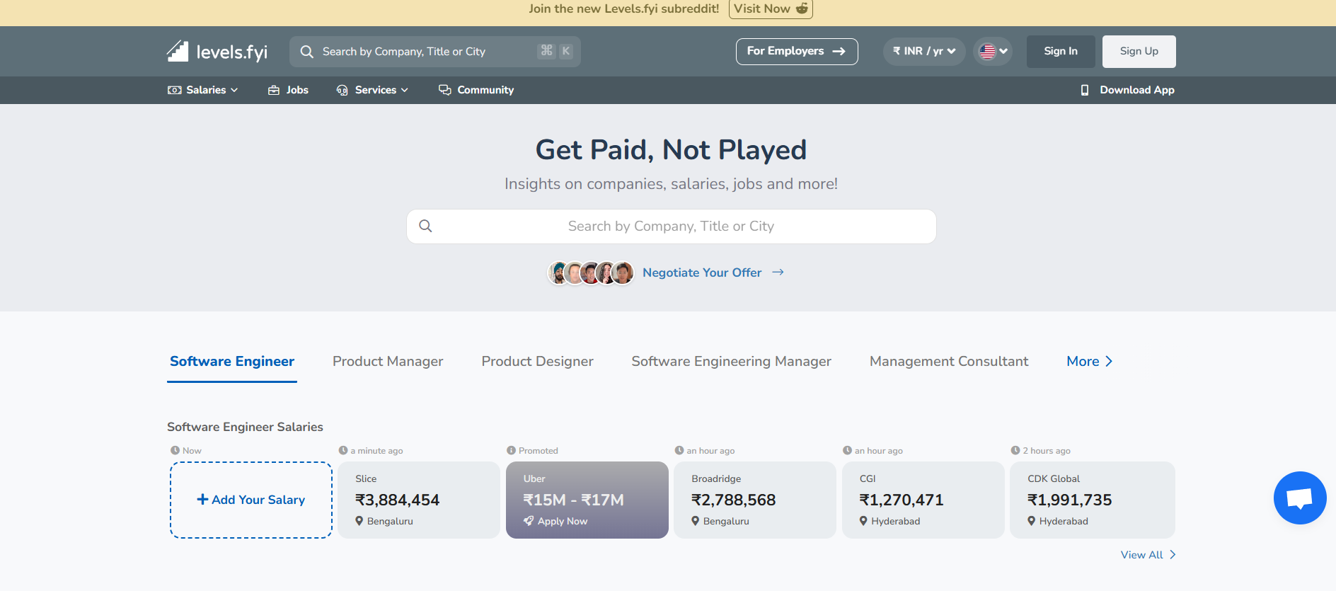 Levels.fyi Best for: Researching and comparing salary data across top tech companies.