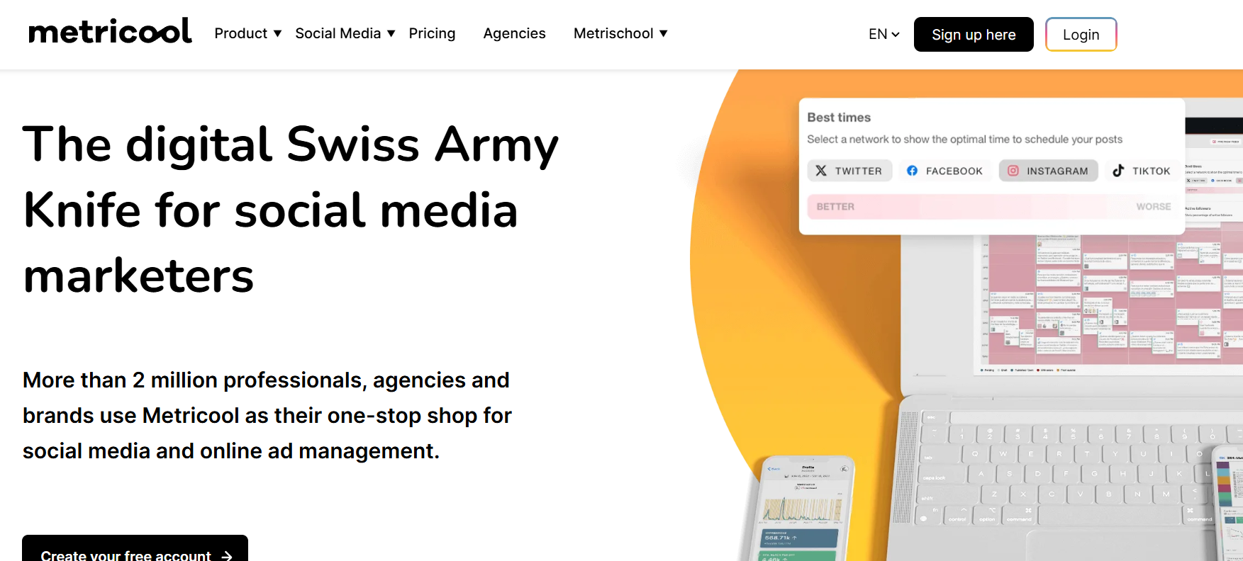 Metricool Best for: All-in-one social media scheduling, analytics, and competitor tracking.