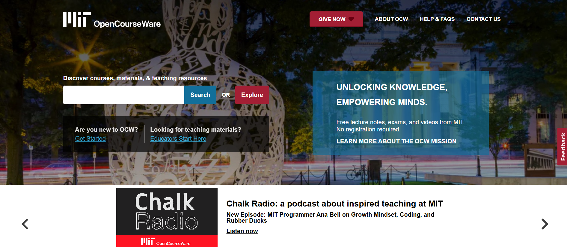 MIT OpenCourseWare Best for: Accessing real university course materials from a world-class institution.