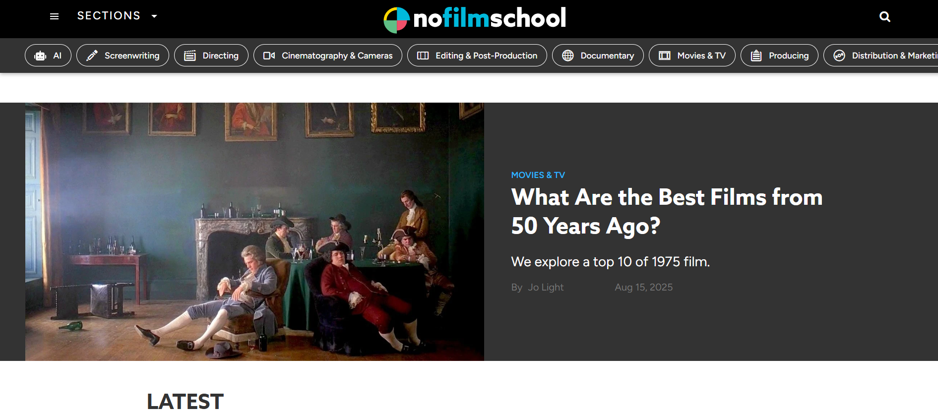 no film school Best for: In-depth articles, interviews, and tutorials on the craft of filmmaking.