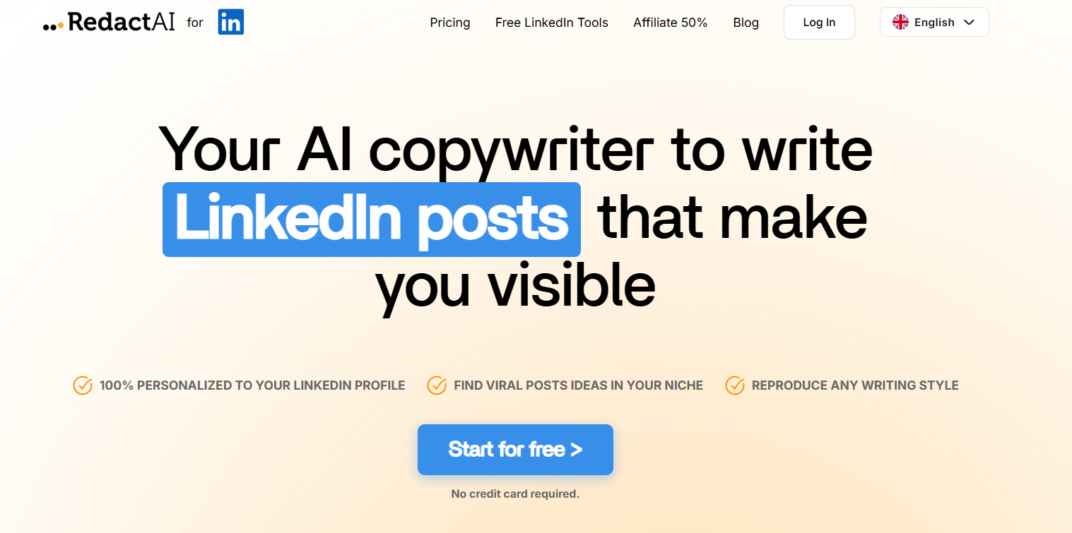 RedactAI Best for: AI-powered content creation specifically for LinkedIn.