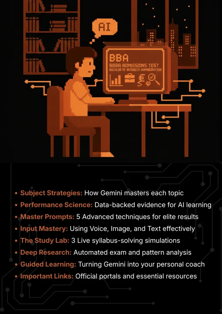 bba with Google Gemini 2026 AI Master Class roadmap and article sections overview.