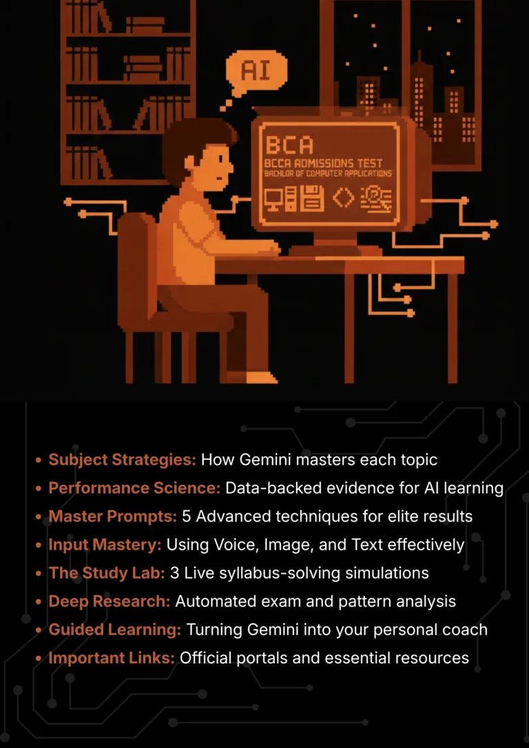 bca with Google Gemini 2026 AI Master Class roadmap and article sections overview.