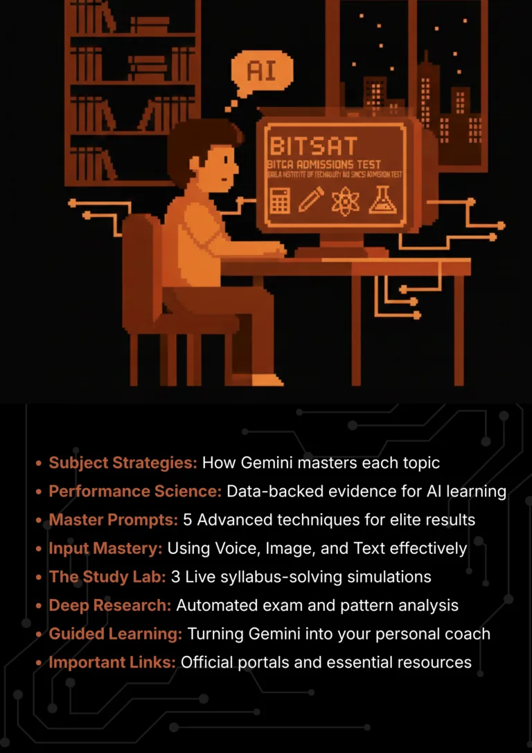 bitsat with Google Gemini 2026 AI Master Class roadmap and article sections overview.