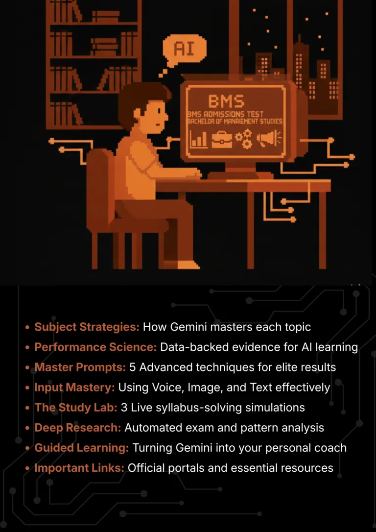 bms with Google Gemini 2026 AI Master Class roadmap and article sections overview.