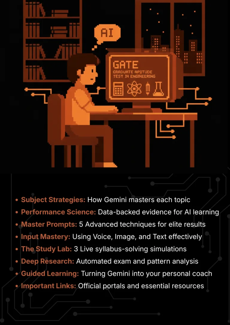 gate exam with Google Gemini 2026 AI Master Class roadmap and article sections overview.