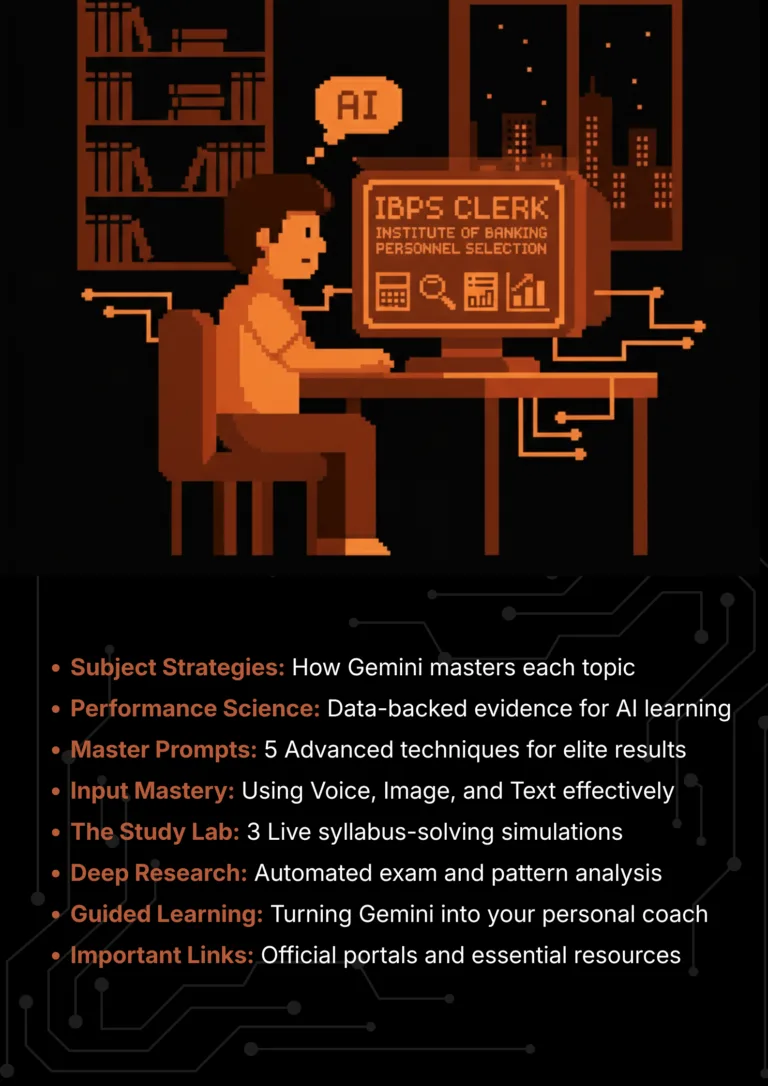 IBPS Clerk exam with Google Gemini 2026 AI Master Class roadmap and article sections overview.roadmap and article sections overview.